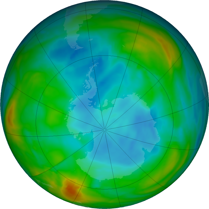 Antarctic ozone map for 08 July 2018